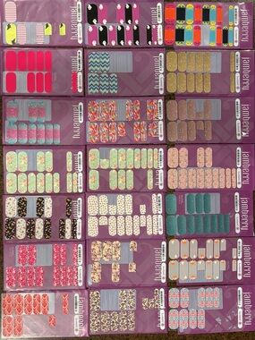 Set of 21 Barely Used Jamberry Assorted Nail Wraps - Multicolor Designs
